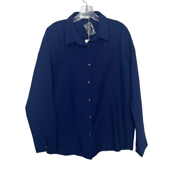 Hotouch Long Sleeve Button Up Shirt Womens Large Blue New - Picture 2 of 11